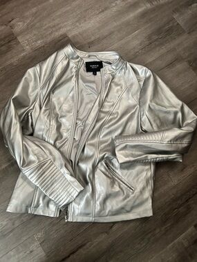 torrid Metallic Silver Faux Leather Moto Jacket